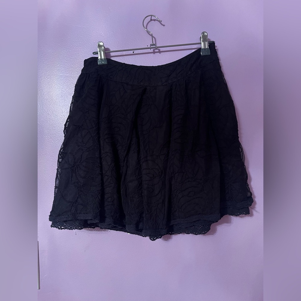 Free People Black Pleated Skater Mini Skirt